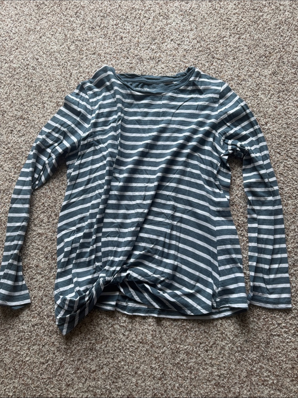 Striped Knot-Front Long-Sleeve Tee - Blue & White